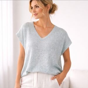 Amina Rubinacci Linen Sequin Knit Top Made in Italy Size 40